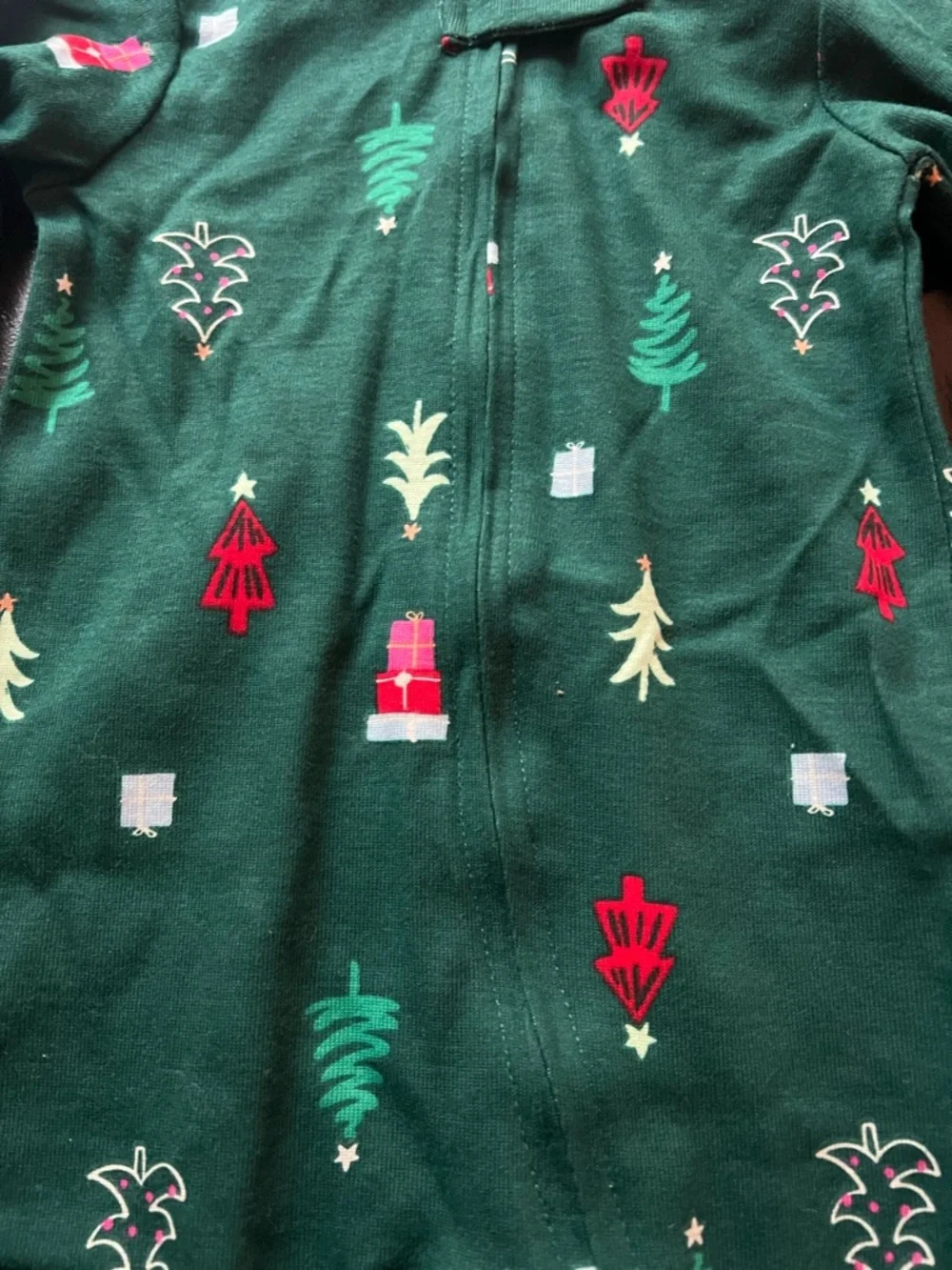 New - Carter’s Green Holiday Tree Print Footed One-Piece Sleeper